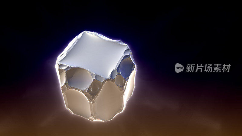 立方体，由分形构造，飞过黑暗的宇宙。三维分形图形，一个巨大的分形的一部分，用Mandelbulb 3d程序计算